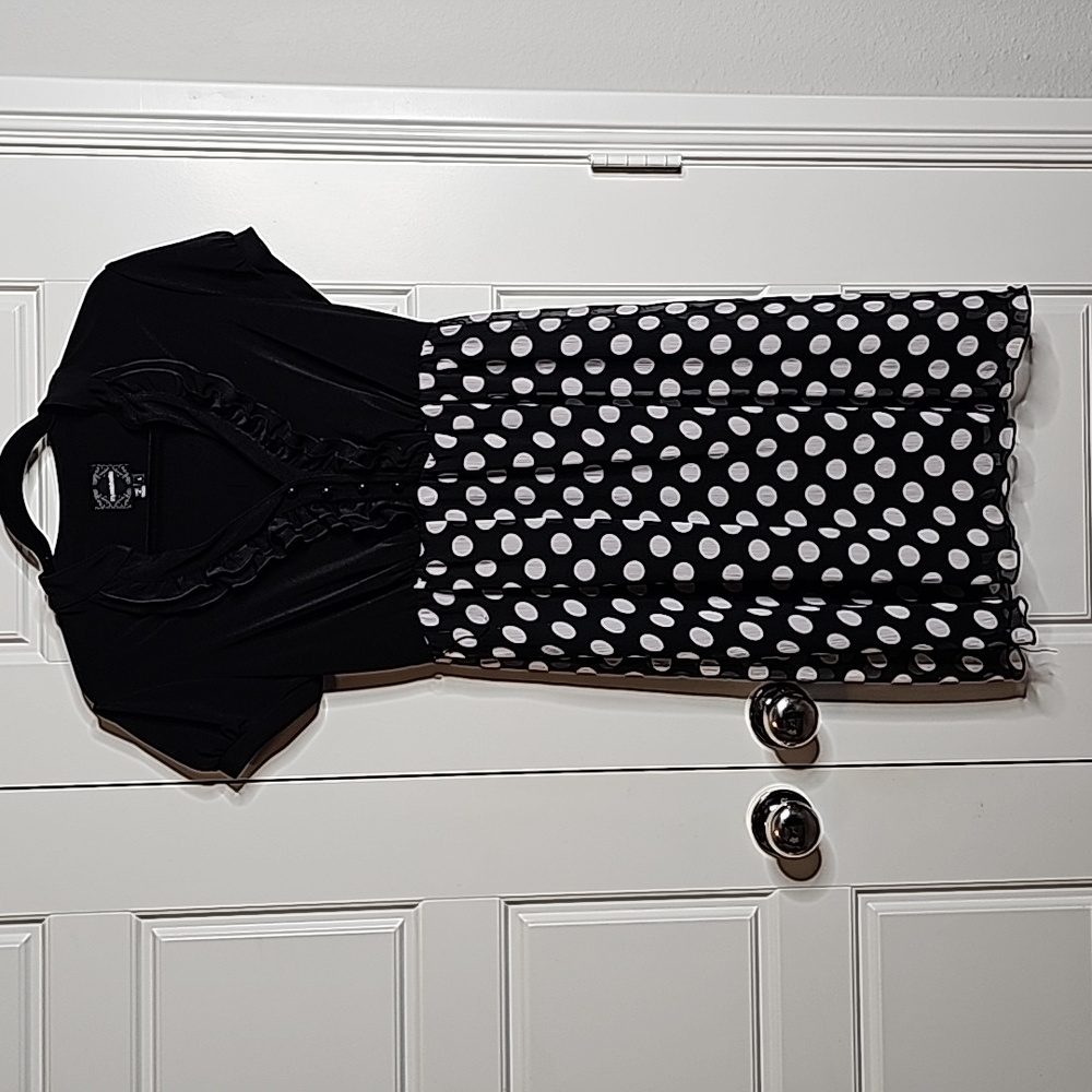 Girly Women's Polkadot Dress With Front Ruffle and Button details